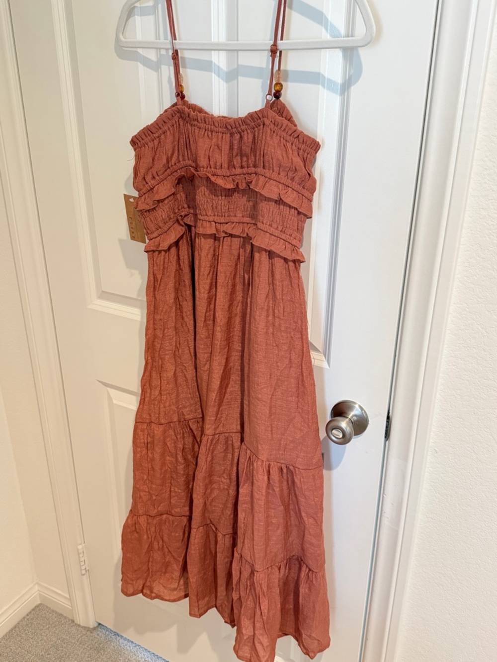 Rust Tiered Ruffle Maxi Jumpsuit - Picture 4 of 5